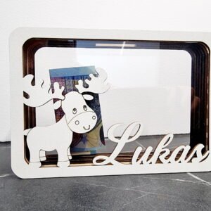 Medinė taupyklė Briedžiukas su vardu