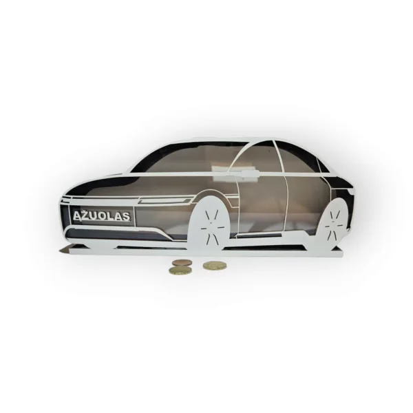 Medinė vardinė taupyklė Automobilis - Image 4