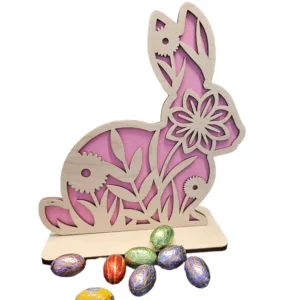 Medinė velykinė dekoracija Zuikis1 (rožinis)